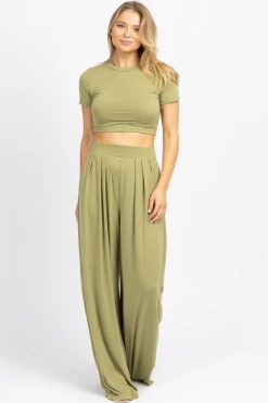 WINWIN APPAREL BUTTER SOFT SAGE PALAZZO PANT SET *BACK IN STOCK* NEW ARRIVALS