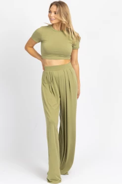 WINWIN APPAREL BUTTER SOFT SAGE PALAZZO PANT SET *BACK IN STOCK* NEW ARRIVALS