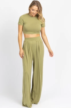 WINWIN APPAREL BUTTER SOFT SAGE PALAZZO PANT SET *BACK IN STOCK* NEW ARRIVALS