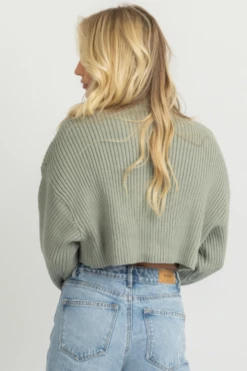MABLE NEW ARRIVALS SAGE MOCKNECK LONGSLEEVE CROP SWEATER *BACK IN STOCK*