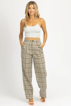 SANS SOUCI CLOTHING SAGE PLAID PLEATED PANTS 8 SANS SOUCI CLOTHING SAGE PLAID PLEATED PANTS