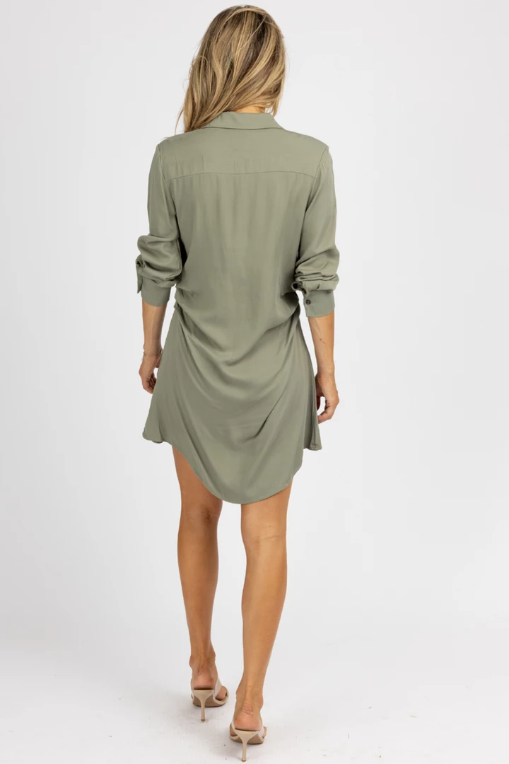 FORE COLLECTION NEW ARRIVALS SAGE PLUNGING MINI SHIRT DRESS 6 FORE COLLECTION NEW ARRIVALS SAGE PLUNGING MINI SHIRT DRESS
