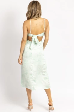 WINWIN APPAREL NEW ARRIVALS SAGE SATIN WATERCOLOR CUTOUT MIDI DRESS 9 WINWIN APPAREL NEW ARRIVALS SAGE SATIN WATERCOLOR CUTOUT MIDI DRESS