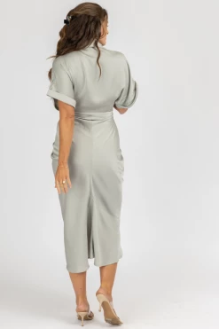 MABLE CLOTHING SAGE SATIN TWIST + TIE BUTTON MIDI DRESS 12 MABLE CLOTHING SAGE SATIN TWIST + TIE BUTTON MIDI DRESS