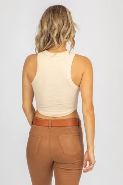 ET CLET SAND RIBBED WIDE HEM RACERBACK TANK CLOTHING