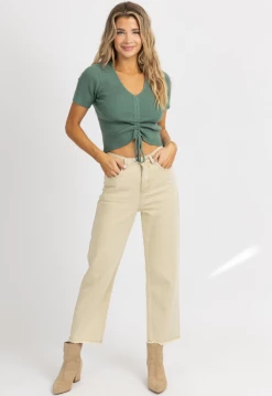 DEE ELLY NEUTRAL KHAKI HIGH WAISTED JEANS NEW ARRIVALS