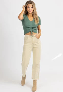 DEE ELLY NEUTRAL KHAKI HIGH WAISTED JEANS NEW ARRIVALS