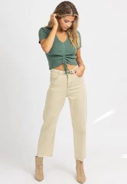 DEE ELLY NEUTRAL KHAKI HIGH WAISTED JEANS NEW ARRIVALS
