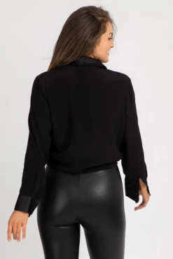 2.7 AUGUST APPAREL CLOTHING SATIN COLLAR + CUFF BUTTON DOWN