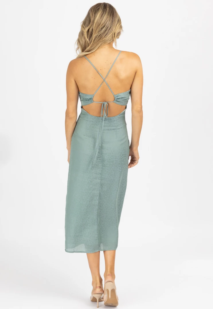 ENDLESS BLU TEAL ANIMAL PRINT TWIST FRONT MIDI DRESS 7 ENDLESS BLU TEAL ANIMAL PRINT TWIST FRONT MIDI DRESS