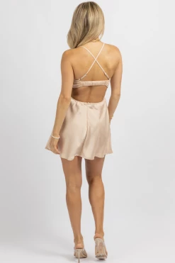 MABLE SEASHELL SATIN COWL MINI DRESS NEW ARRIVALS