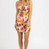 SUNDAY UP SIDE RUCHED SATIN MULTIFLORAL MINI DRESS CLOTHING