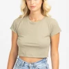 TONY MARY CLOTHING SMOKY OLIVE VINTAGE WASH CROP TEE