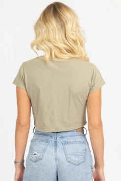 TONY MARY CLOTHING SMOKY OLIVE VINTAGE WASH CROP TEE