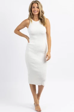 EMORY PARK SNOW-WHITE KNIT MIDI DRESS NEW ARRIVALS