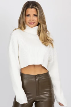 MIMOSA IVORY-SNOW RIBBED TURTLENECK SWEATER