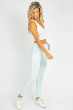 TREND NOTES SOFT COTTON CANDY BLUE JOGGERS CLOTHING