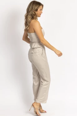 LE LIS NEW ARRIVALS STONE SCARF TOP + PLEATED PANT SET