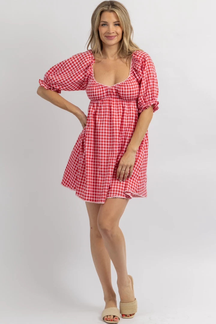 DEE ELLY NEW ARRIVALS STRAWBERRY FIELDS GINGHAM MINI DRESS 1 DEE ELLY NEW ARRIVALS STRAWBERRY FIELDS GINGHAM MINI DRESS