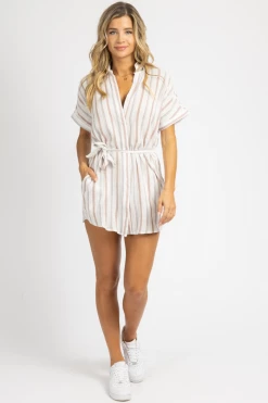 LEVEE STRIPED TIE FRONT SHIRT DRESS CLOTHING