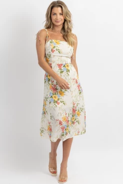SUNDAY UP NEW ARRIVALS SUNDAY BLOSSOM TIE STRAP MIDI DRESS