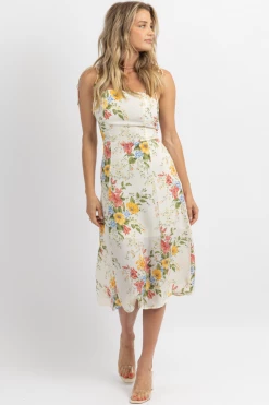 SUNDAY UP NEW ARRIVALS SUNDAY BLOSSOM TIE STRAP MIDI DRESS