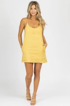 RESET BY JANE CLOTHING SUNNY LINEN POCKET MINI DRESS