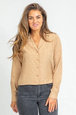 LE LIS TAN SATIN STAR BLOUSE CLOTHING