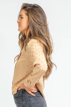 LE LIS TAN SATIN STAR BLOUSE CLOTHING