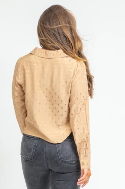 LE LIS TAN SATIN STAR BLOUSE CLOTHING