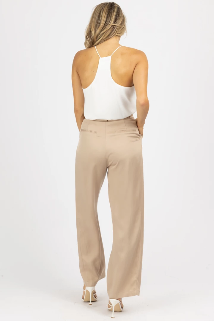 ET CLET KHAKI PLEATED WOVEN PANTS 7 ET CLET KHAKI PLEATED WOVEN PANTS