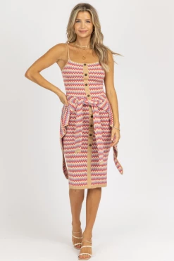 HEYSON CLOTHING TAUPE COMBO CHEVRON CARDIGAN + MIDI SET