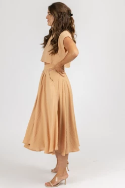 MABLE RICH TAUPE LINENLIKE CROP + MIDI SET 10 MABLE RICH TAUPE LINENLIKE CROP + MIDI SET