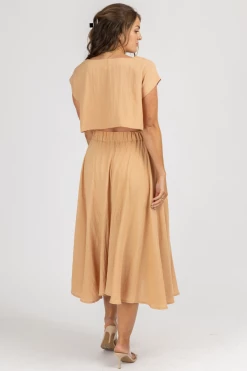 MABLE RICH TAUPE LINENLIKE CROP + MIDI SET 11 MABLE RICH TAUPE LINENLIKE CROP + MIDI SET
