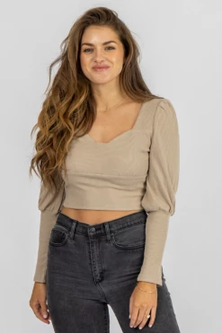 IDEM DITTO CLOTHING NUDE SWEETHEART PUFF SLEEVE CROP