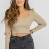 IDEM DITTO CLOTHING NUDE SWEETHEART PUFF SLEEVE CROP