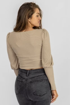 IDEM DITTO CLOTHING NUDE SWEETHEART PUFF SLEEVE CROP