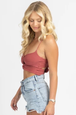 ENDLESS BLU CLOTHING TERRACOTTA TWISTED TIE BACK CROP TOP 8 ENDLESS BLU CLOTHING TERRACOTTA TWISTED TIE BACK CROP TOP