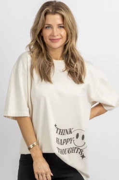 BACON LETTUCE TOMATO THINK HAPPY SMILEY GRAPHIC TEE