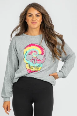 BLUE BUTTERCUP TIE DYE SKULL PULLOVER CLOTHING