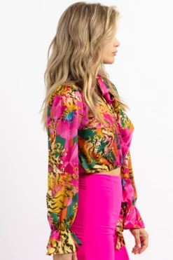 DEE ELLY RAJA TIGER TIE NECK BLOUSE