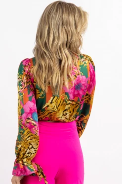 DEE ELLY RAJA TIGER TIE NECK BLOUSE