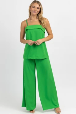 OLIVACEOUS NEW ARRIVALS TIKI GREEN TANK + TROUSER SET