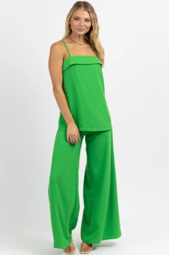 OLIVACEOUS NEW ARRIVALS TIKI GREEN TANK + TROUSER SET