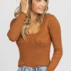 DEE ELLY TORT SHIMMER RIBBED KNIT LONGSLEEVE TOP NEW ARRIVALS