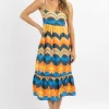 OLIVACEOUS NEW ARRIVALS TULUM MULTICOLOR TIE-BACK MIDI DRESS