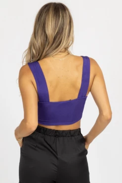 WINWIN APPAREL VIOLET FRONT WRAP CROP TANK CLOTHING