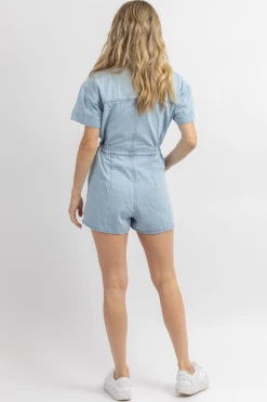 DAY + MOON WASHED JEAN BUTTON FRONT ROMPER