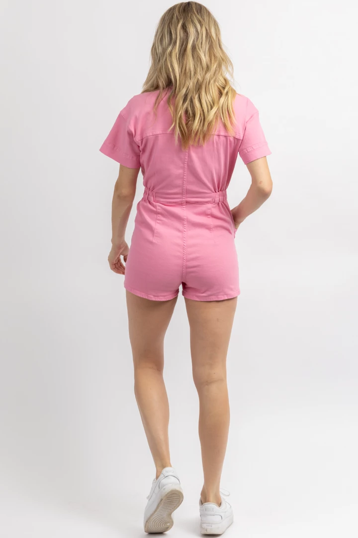 DAY + MOON WASHED PINK BUTTON FRONT ROMPER 8 DAY + MOON WASHED PINK BUTTON FRONT ROMPER