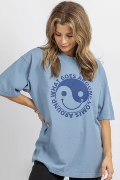 BACON LETTUCE TOMATO NEW ARRIVALS BLUE WHAT GOES AROUND GRAPHIC TEE